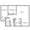 2 Bedroom, 1 Bathroom - 740 SF
